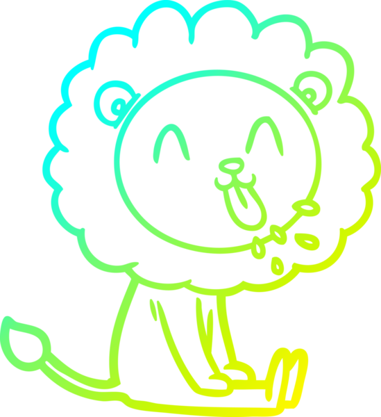 Bir insan tarafından çizilmiş mutlu çizgi film aslanı çizimi.