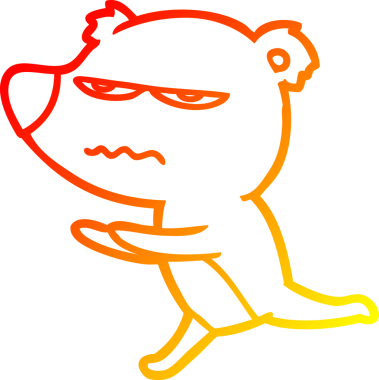 Bir insan tarafından çizilen kızgın ayı çizgi filminin sıcak gradyan çizimi