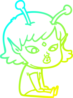 Bir insan tarafından çizilmiş güzel bir uzaylı kız çizimi.