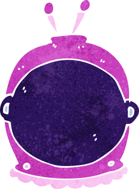 Bir insan tarafından çizilmiş bir uzay kaskı.