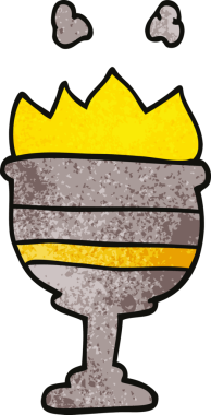 Bir insan tarafından çizilmiş alevli kadehler.