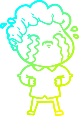 Bir insan tarafından çizilmiş ağlayan bir çizgi film karakteri çizimi.