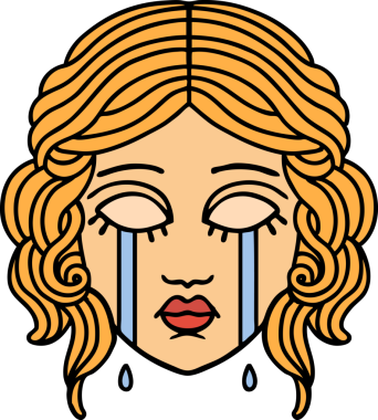 Bir insan tarafından çizilmiş geleneksel kadın yüzü dövmesi.