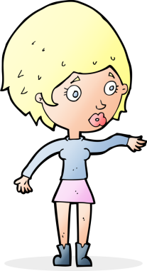 Çizgi filmdeki endişeli kadın bir insan tarafından çizilmiş.