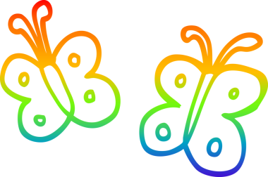 gökkuşağı gradyan çizgi çizimi bir insan tarafından çizilmiş kelebek çizimi