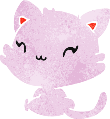 Bir insan tarafından çizilmiş sevimli bir kawaii kedisinin eski çizgi film çizimi