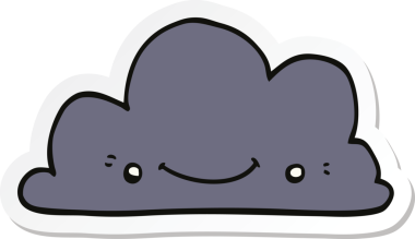 Bir insan tarafından çizilmiş şirin bir karikatür bulutunun çıkartması.