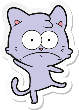 Bir insan tarafından çizilmiş karikatür asabi kedinin çıkartması.