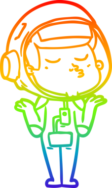 gökkuşağı gradyan çizimi bir çizgi insan tarafından çizilmiş kendinden emin astronot