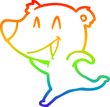 Gökkuşağı gradyan çizgisi Bir insan tarafından çizilmiş gülen ayı karikatürü