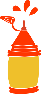 Bir insan tarafından çizilmiş düz renkli ketçap şişesi.