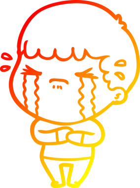 Bir insan tarafından çizilmiş ağlayan bir çizgi film karakteri çizimi.