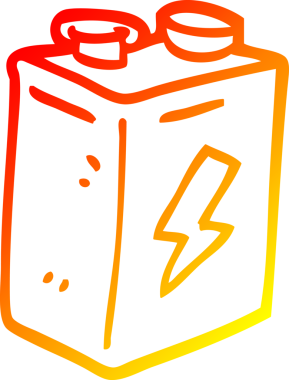 Bir insan tarafından çizilmiş karikatür bataryasının sıcak gradyan çizimi