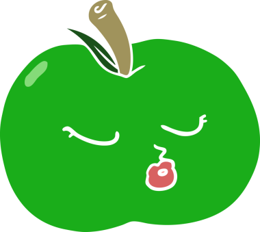 Bir insan tarafından çizilmiş düz renk çizgi film elması