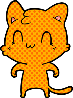 Bir insan tarafından çizilmiş mutlu bir kedi.