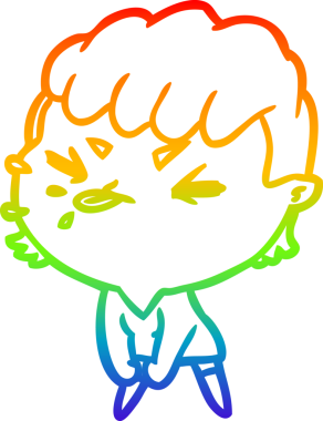 Gökkuşağı gradyanı çizimi. Bir insan tarafından çizilmiş kaba bir kız.