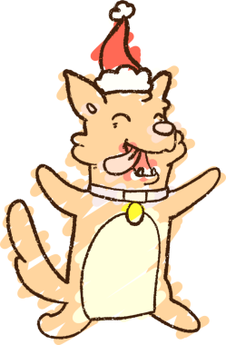 Bir insan tarafından çizilen Noel Köpeği Tebeşiri