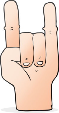 İnsan eliyle çizilmiş karikatür şeytan boynuzu sembolü.