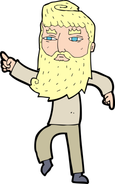 Çizgi filmdeki sakallı adam bir insan tarafından çizilmiş.