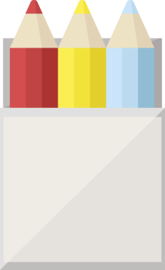 Bir insan tarafından çizilmiş renkli kalem paketi grafik vektör resimleme simgesi