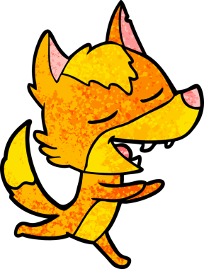 Bir insan tarafından çizilmiş tilki çizgi film karakteri