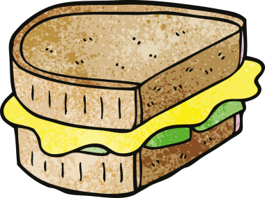 Bir insan tarafından çizilmiş karalama tostlu sandviç.