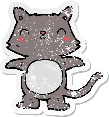 Bir insan tarafından çizilmiş karikatür bir kedinin sıkıntılı çıkartması.