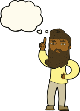 Bir insan tarafından çizilmiş düşünce baloncuğu fikri olan çizgi film adamı.