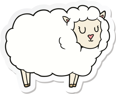 Bir insan tarafından çizilmiş bir koyunun çıkartması.