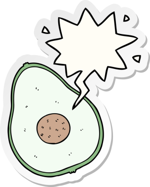 Bir insan tarafından çizilmiş konuşma kabarcığı etiketli bir avokado.