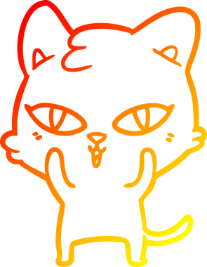 Bir insan tarafından çizilmiş çizgi film kedisinin sıcak çizgi çizimi