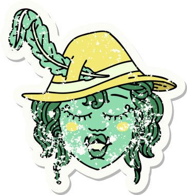 Bir insan tarafından çizilmiş Ork ozan karakterinin grunge etiketi