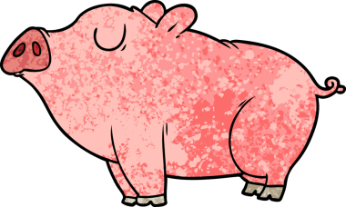 Bir insan tarafından çizilmiş çizgi film domuzu.