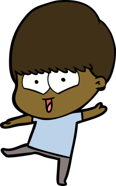 Bir insan tarafından çizilmiş mutlu çocuk çizgi filmi.