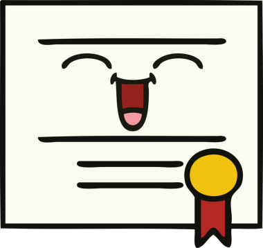 Mezuniyet diplomasının bir insan tarafından çizilmiş şirin bir karikatürü.