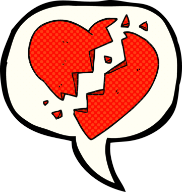 El yazısıyla çizilmiş çizgi roman konuşma balonu bir insan tarafından çizilmiş kırık kalp.