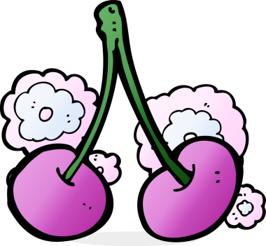 Bir insan tarafından çizilmiş kirazlar.