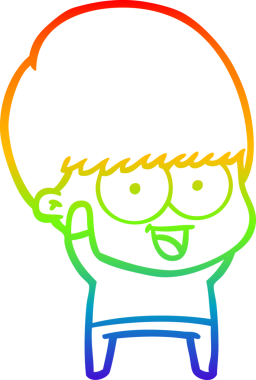 gökkuşağı gradyan çizimi mutlu çizgi film çocuğu bir insan tarafından çizilmiş