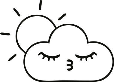 Bir insan tarafından çizilmiş güneş ışığı ve bulut çizimi