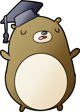 Bir insan tarafından çizilmiş çizgi film mezuniyet ayısı.