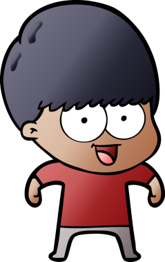 Bir insan tarafından çizilmiş mutlu çizgi film çocuğu.