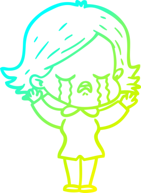 Bir insan tarafından çizilmiş ağlayan bir çizgi film kızı çizimi.