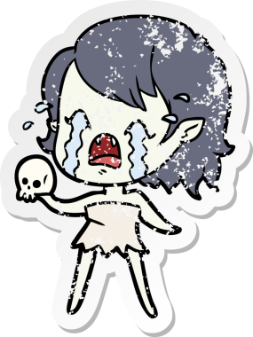 Bir insan tarafından çizilmiş ağlayan vampir bir karikatür çıkartması.