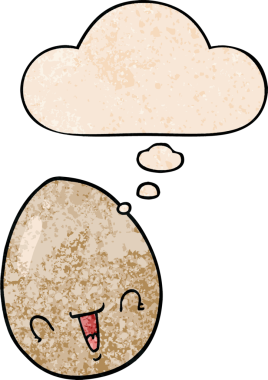 Bir insan tarafından çizilmiş grunge desenli düşünce baloncuklu çizgi film yumurtası.