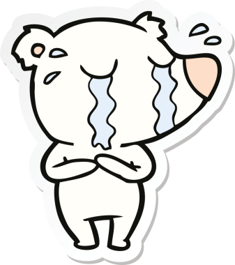 Bir insan tarafından çizilmiş ağlayan kutup ayısının çıkartması.