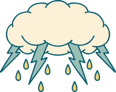 Bir insan tarafından çizilmiş fırtına bulutunun ikonik dövme şekli