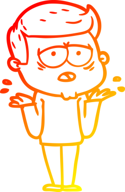 Bir insan tarafından çizilmiş, yorgun bir adamın çizgi çizimi.