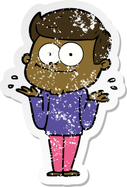 Bir insan tarafından çizilmiş mutlu bir adamın sıkıntılı çıkartması.