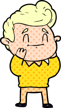 Bir insan tarafından çizilmiş mutlu, şaşırmış çizgi film adamı.