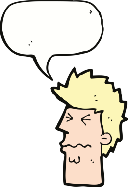 Bir insan tarafından çizilen konuşma baloncuğuyla suratını vurgulayan çizgi film